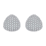 925 Sterling Silver  Zircon Pav¨¦ Stud Earrings In Plated with White Gold