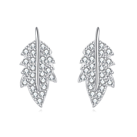 925 Sterling Silver Elegant Zircon Leaf Earrings: A Symphony Of Luxury And Nature