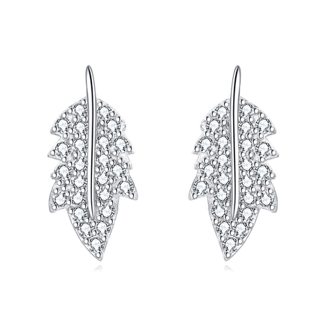 925 Sterling Silver Elegant Zircon Leaf Earrings: A Symphony Of Luxury And Nature