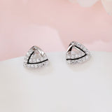 925 Sterling Silver Elegant Triangular Zircon Stud Earrings In Silver-plated Metal