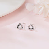 925 Sterling Silver Elegant Triangular Zircon Stud Earrings In Silver-plated Metal