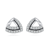 925 Sterling Silver Elegant Triangular Zircon Stud Earrings In Silver-plated Metal