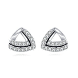 925 Sterling Silver Elegant Triangular Zircon Stud Earrings In Silver-plated Metal