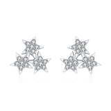 925 Sterling Silver Elegant Starburst Zircon Stud Earrings In Sterling Silver