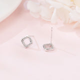 925 Sterling Silver Elegant Square Zircon Accent Earrings In Silver/white Gold