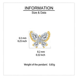 925 Sterling Silver Elegant Butterfly Zircon Earrings With Golden Accents