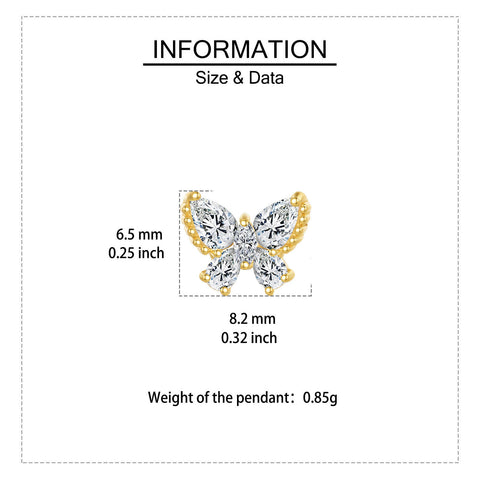 925 Sterling Silver Elegant Butterfly Zircon Earrings With Golden Accents