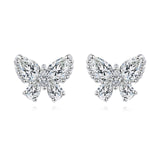 925 Sterling Silver Elegant Butterfly Zircon Earrings With Sparkling Gemstone Accents