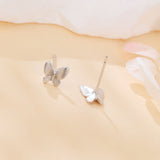 925 Sterling Silver Classic Silver Butterfly Stud Earrings With Intricate Wing Details