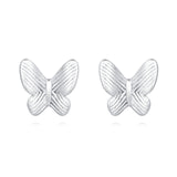 925 Sterling Silver Classic Silver Butterfly Stud Earrings With Intricate Wing Details