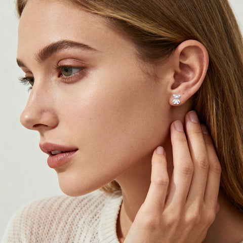 925 Sterling Silver Silver Teddy Bears With Bow Ties: Elegant Decorative Figurines