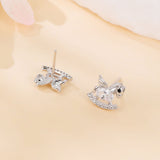 925 Sterling Silver **zircon Unicorn Rocking Horse Earrings In Sterling Silver**