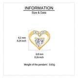 925 Sterling Silver Heart-shaped Zircon Gold Stud Earrings