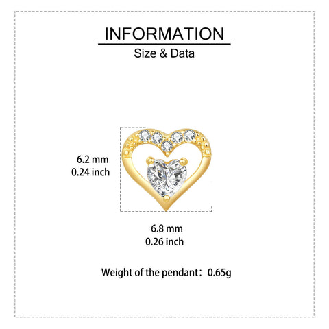 925 Sterling Silver Heart-shaped Zircon Gold Stud Earrings
