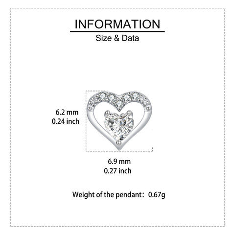 925 Sterling Silver Elegant Heart-shaped Zircon Earrings In Plated with White Gold