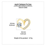 925 Sterling Silver Elegant Heart-shaped Zircon Stud Earrings In Gold Plating