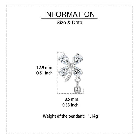 925 Sterling Silver Elegant Silver Floral Zircon Drop Earrings
