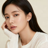 925 Sterling Silver Elegant Silver Floral Zircon Drop Earrings