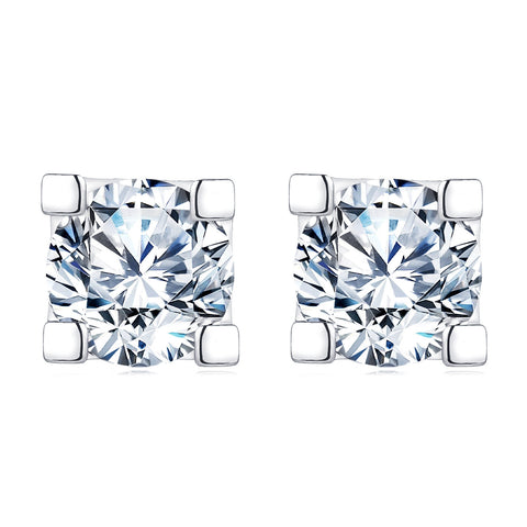 925 Sterling Silver Elegant Moissanite Stud Earrings In Silver Setting: Timeless Beauty Meets Modern Chic