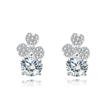 925 Sterling Silver Elegant Floral Moissanite Stud Earrings In Silver