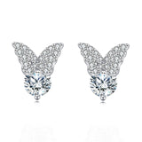 925 Sterling Silver Elegant Moissanite-studded Butterfly Stud Earrings