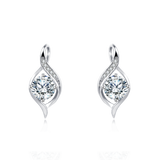 925 Sterling Silver Elegant Silver Moissanite Earrings With Swirling Design