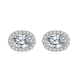 925 Sterling Silver Elegant Moissanite Stud Earrings With Classic Halo Design – Luxury Jewelry