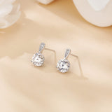 925 Sterling Silver Elegant Plated with White Gold Moissanite Stud Earrings With Floral Accent