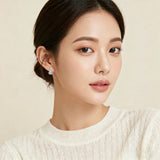 925 Sterling Silver Elegant Plated with White Gold Moissanite Stud Earrings With Floral Accent