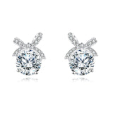 925 Sterling Silver Elegant Moissanite Bow Earrings In Sterling Silver