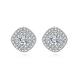 925 Sterling Silver Elegant Moissanite-studded Silver Stud Earrings: Timeless Beauty For Everyday Luxury