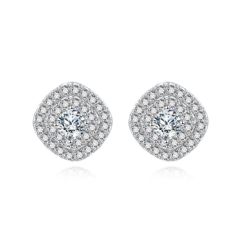 925 Sterling Silver Elegant Moissanite-studded Silver Stud Earrings: Timeless Beauty For Everyday Luxury