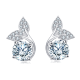 925 Sterling Silver Elegant Moissanite Leaf Earrings In Sterling Silver With Sparkling Accents