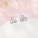 925 Sterling Silver **triple Moissanite Cluster Earrings In Plated with White Gold**