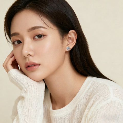 925 Sterling Silver Elegant Heart-shaped Moissanite Earrings