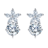 925 Sterling Silver Elegant Floral Moissanite Stud Earrings