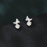 925 Sterling Silver Butterfly Moissanite Earrings In Sterling Silver