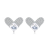 925 Sterling Silver Sparkling Heart-shaped Moissanite Stud Earrings