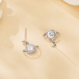 925 Sterling Silver Elegant Star Charm Moissanite Earrings In Silver Setting