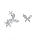 925 Sterling Silver Elegant Dragonfly & Butterfly Earrings In Sterling Silver With Cubic Zirconia Accents