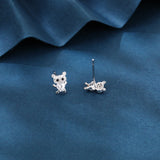 925 Sterling Silver **heart-shaped Zircon Earrings With Pavé Accents And Black Onyx Eyes**