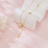 925 Sterling Silver Elegant Plated With Golden Necklace With Zircon Accent And Love Charms