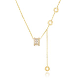 925 Sterling Silver Elegant Plated With Golden Necklace With Zircon Accent And Love Charms