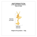 925 Sterling Silver Elegant Plated With Gold Butterfly Necklace With Double Charm Design
