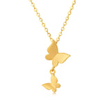 925 Sterling Silver Elegant Plated With Gold Butterfly Necklace With Double Charm Design