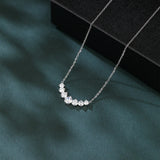 925 Sterling Silver Elegant Zircon Necklace With Classic Curved Design