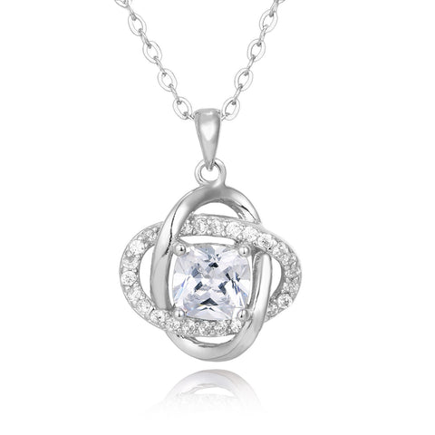 925 Sterling Silver Elegant Silver Interlocking Circles Zircon Pendant Necklace – Timeless Luxury Jewelry
