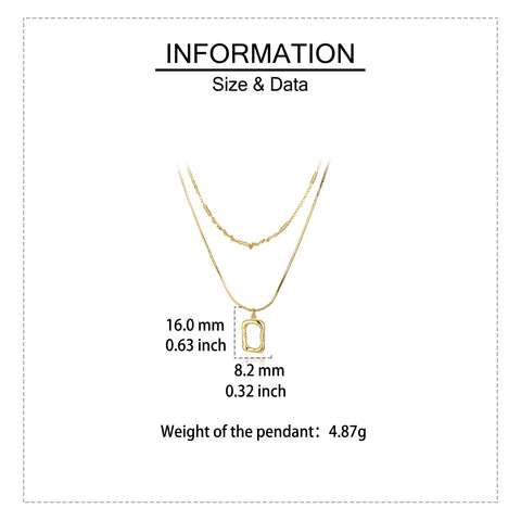 925 Sterling Silver Elegant Plated With Gold Necklace Set With Chain And Rectangular Pendant