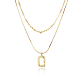 925 Sterling Silver Elegant Plated With Gold Necklace Set With Chain And Rectangular Pendant