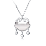 925 Sterling Silver Elegant Silver Cloud Pendant Necklace With Zircon Accents And Dangling Spheres